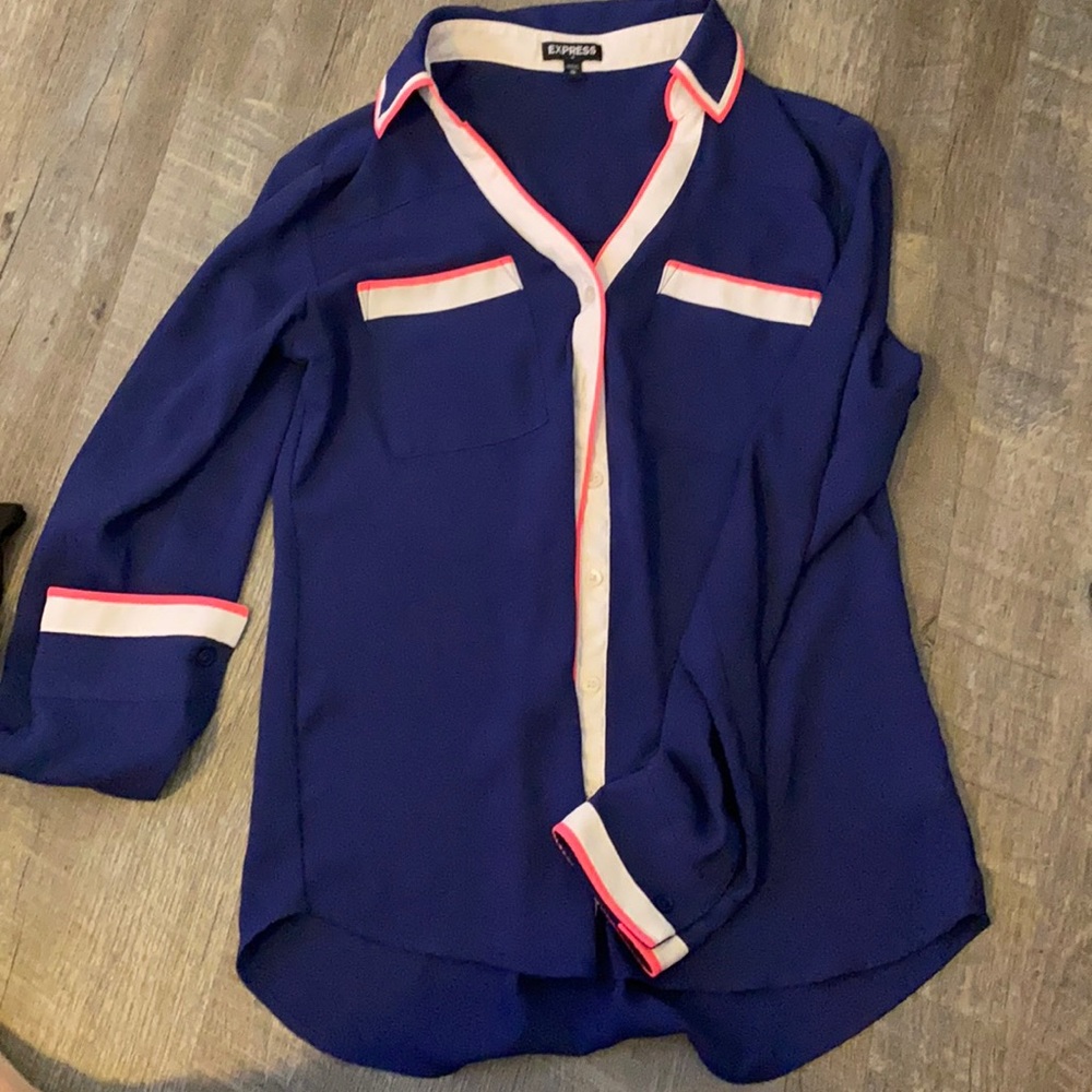 Express button up with neon trim
